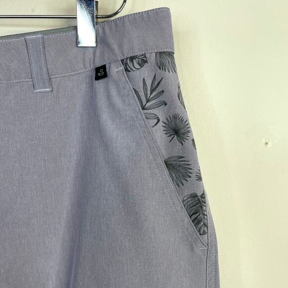 Swannies Performance Stretch Golf Shorts Purple Floral 9 inch Inseam mens 32 - Picture 4 of 8